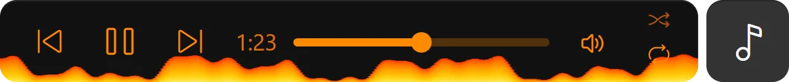 A player with an animated flame along its bottom edge